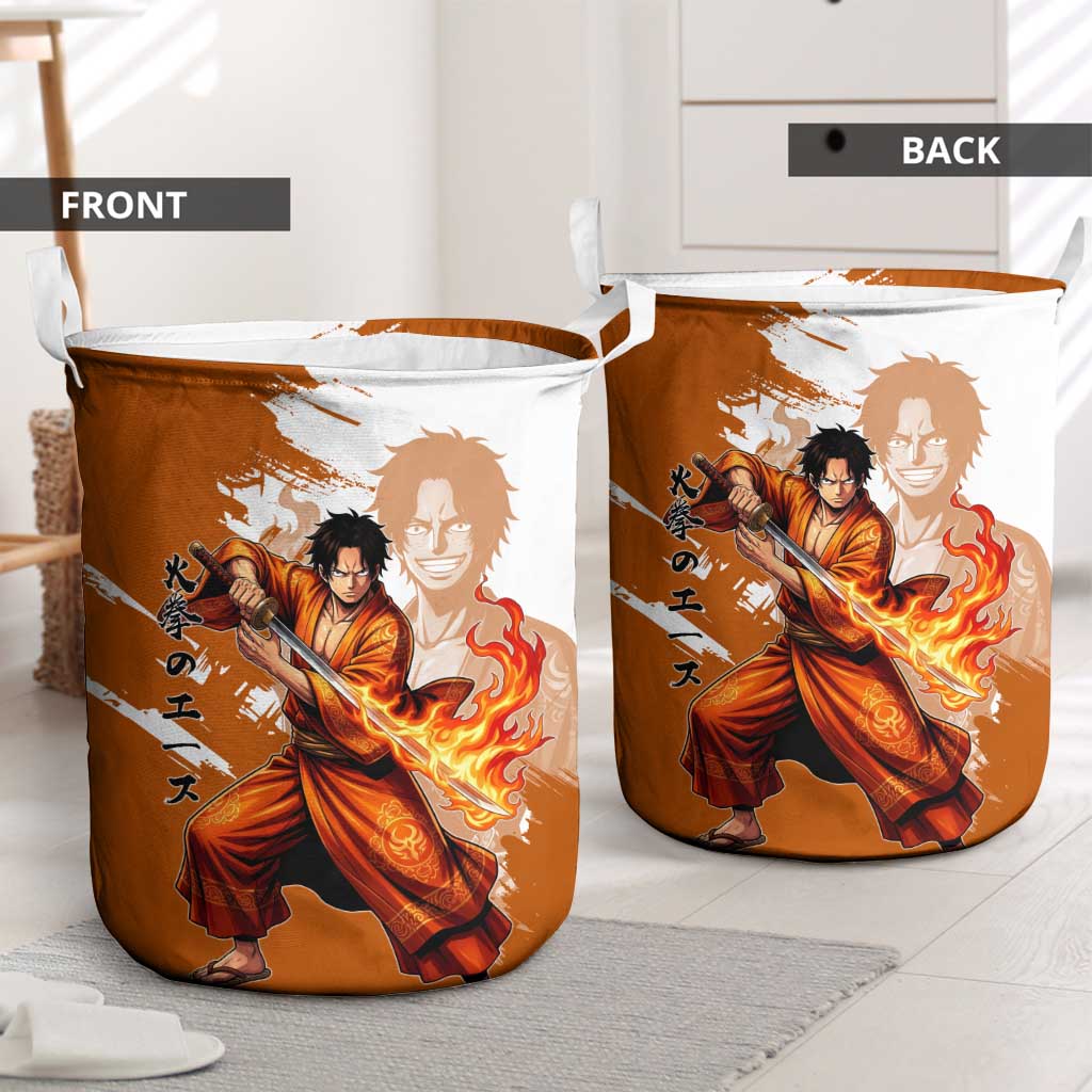 Wano Samurai Portgas D. Ace Laundry Basket Fiery One Piece Brush Art