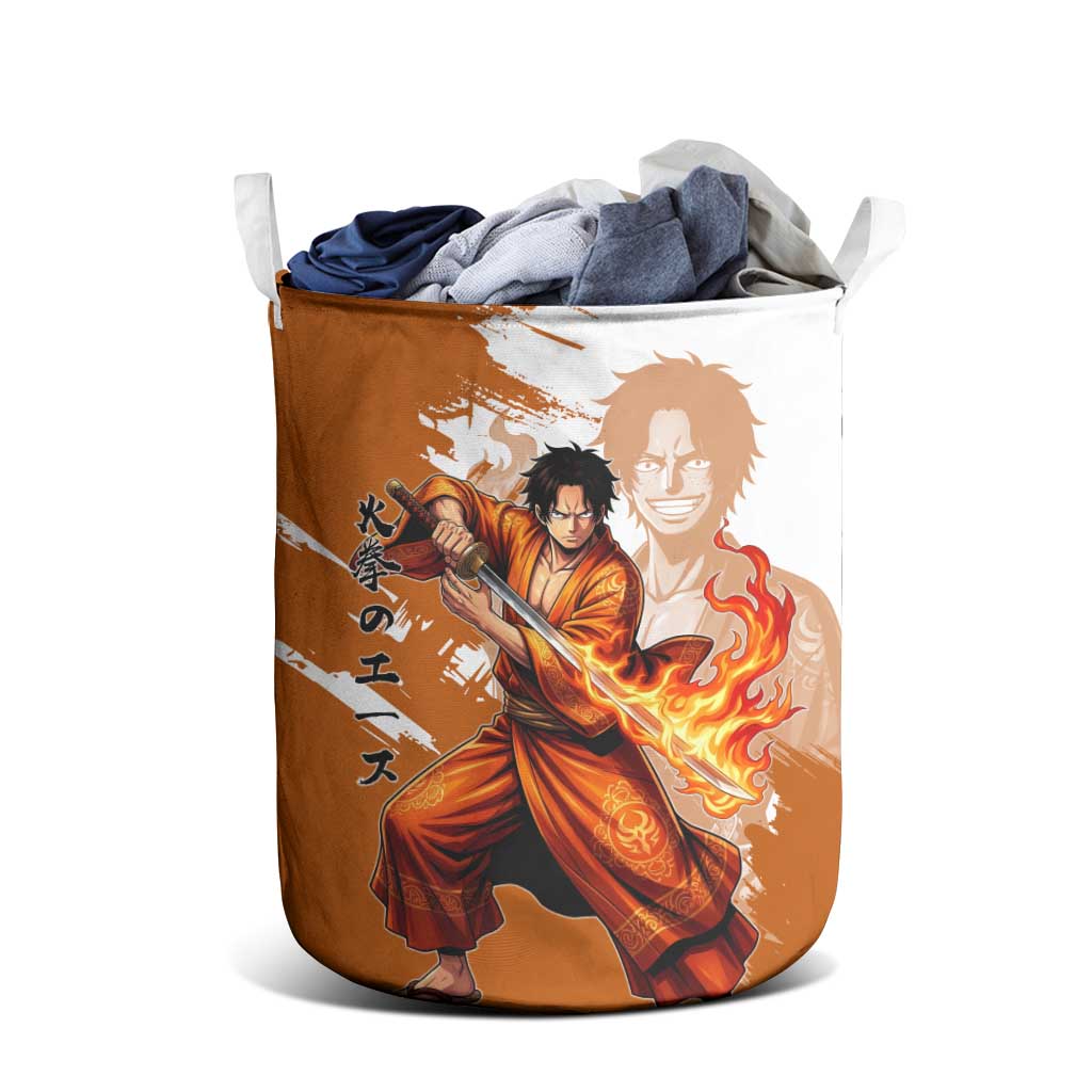 Wano Samurai Portgas D. Ace Laundry Basket Fiery One Piece Brush Art