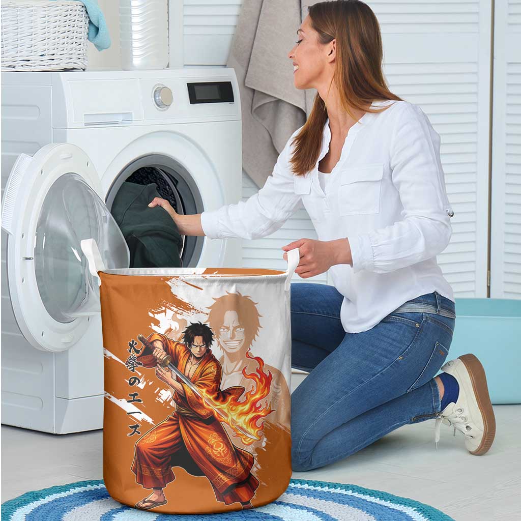 Wano Samurai Portgas D. Ace Laundry Basket Fiery One Piece Brush Art