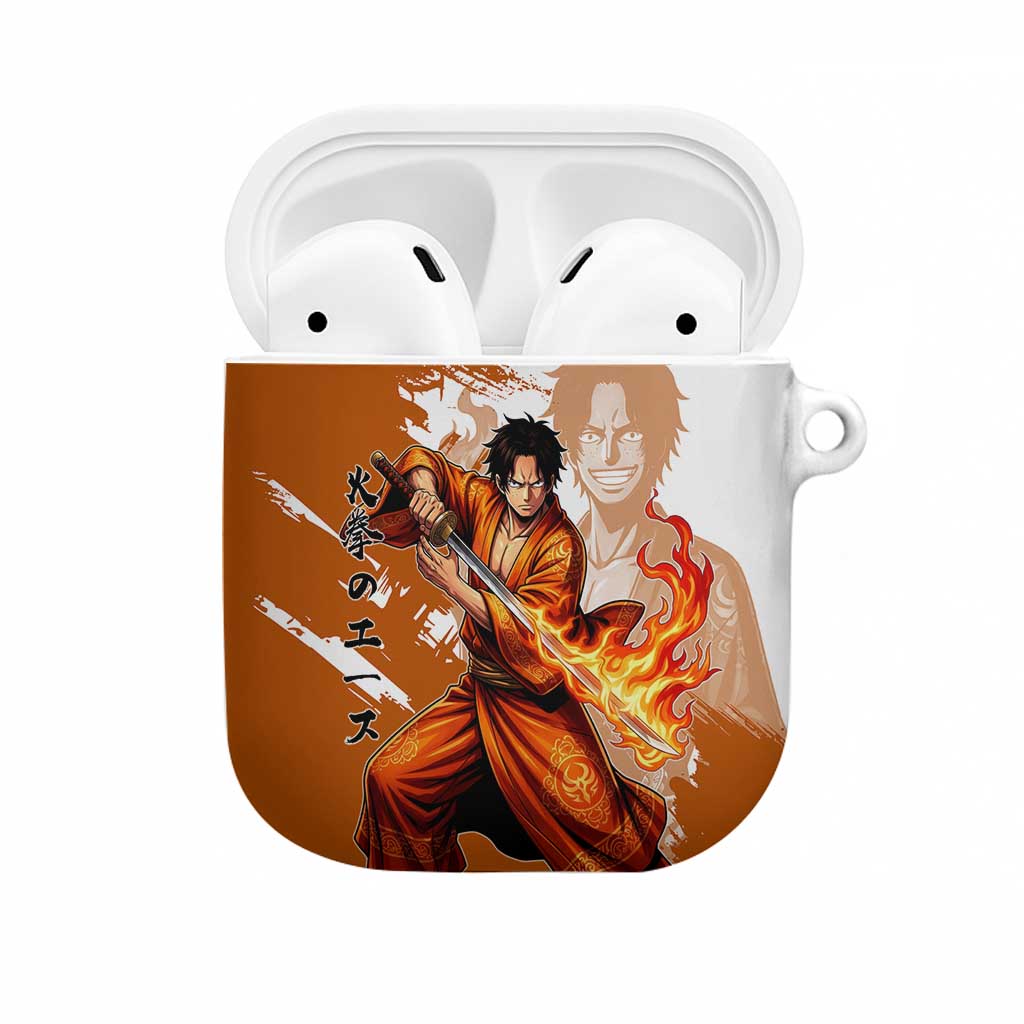 Wano Samurai Portgas D. Ace AirPods Case Fiery One Piece Brush Art