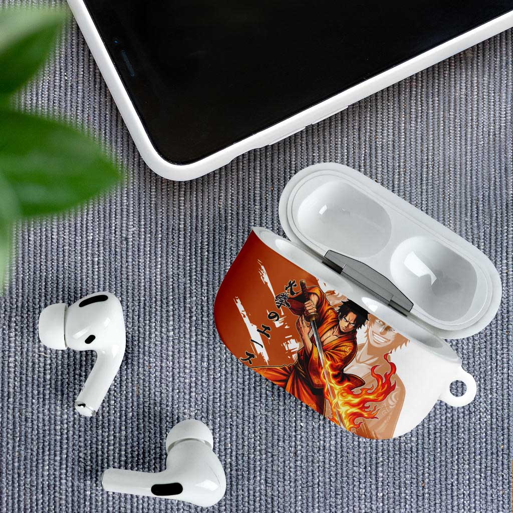 Wano Samurai Portgas D. Ace AirPods Case Fiery One Piece Brush Art