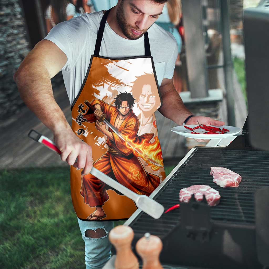 Wano Samurai Portgas D. Ace Apron Fiery One Piece Brush Art