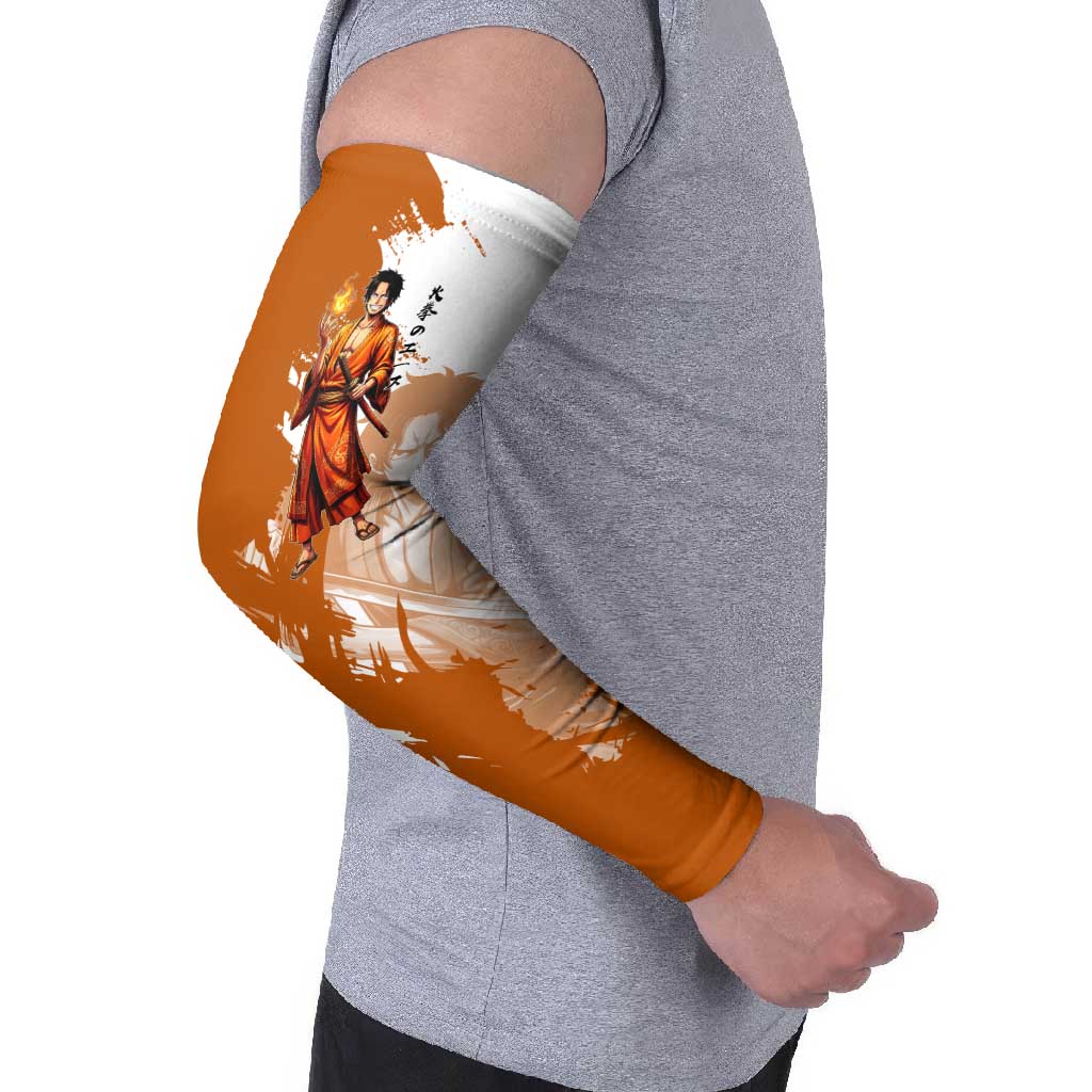 Wano Samurai Portgas D. Ace Arm Sleeves Fiery One Piece Brush Art