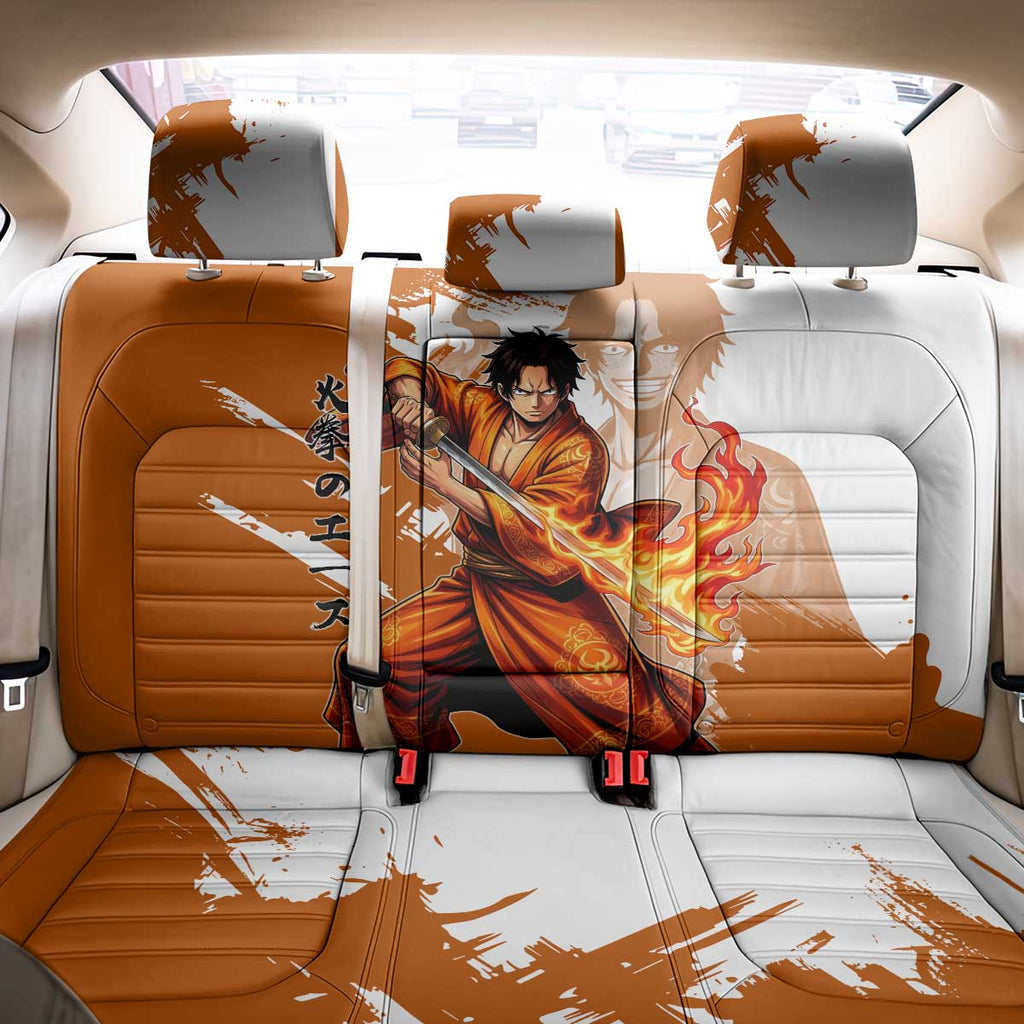 Wano Samurai Portgas D. Ace Back Car Seat Cover Fiery One Piece Brush Art