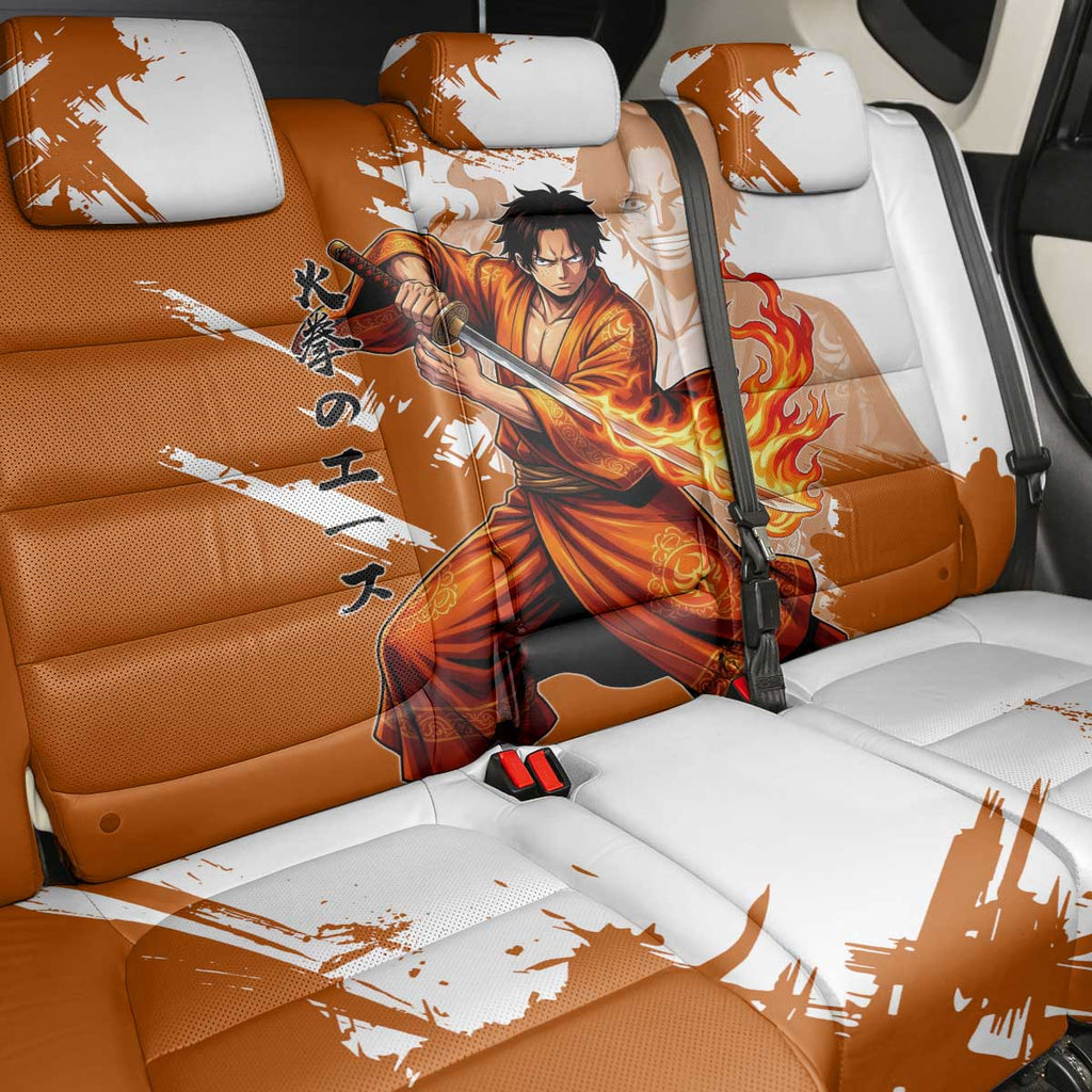 Wano Samurai Portgas D. Ace Back Car Seat Cover Fiery One Piece Brush Art