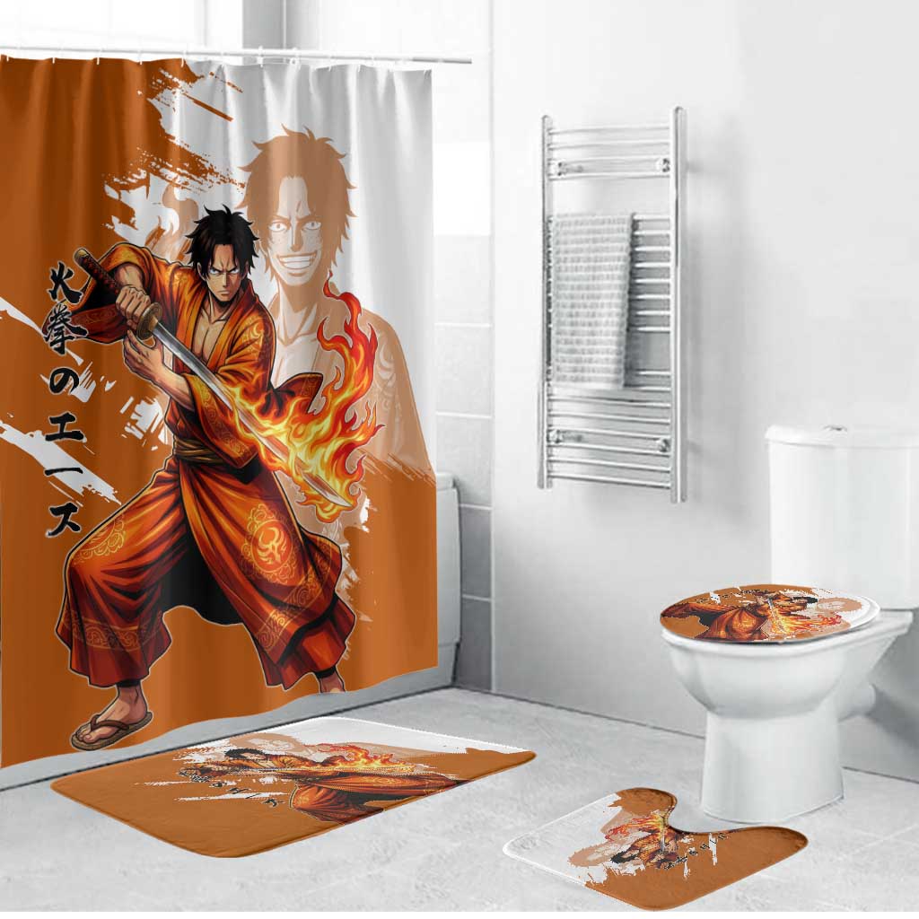 Wano Samurai Portgas D. Ace Bathroom Set Fiery One Piece Brush Art
