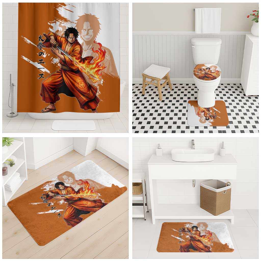Wano Samurai Portgas D. Ace Bathroom Set Fiery One Piece Brush Art