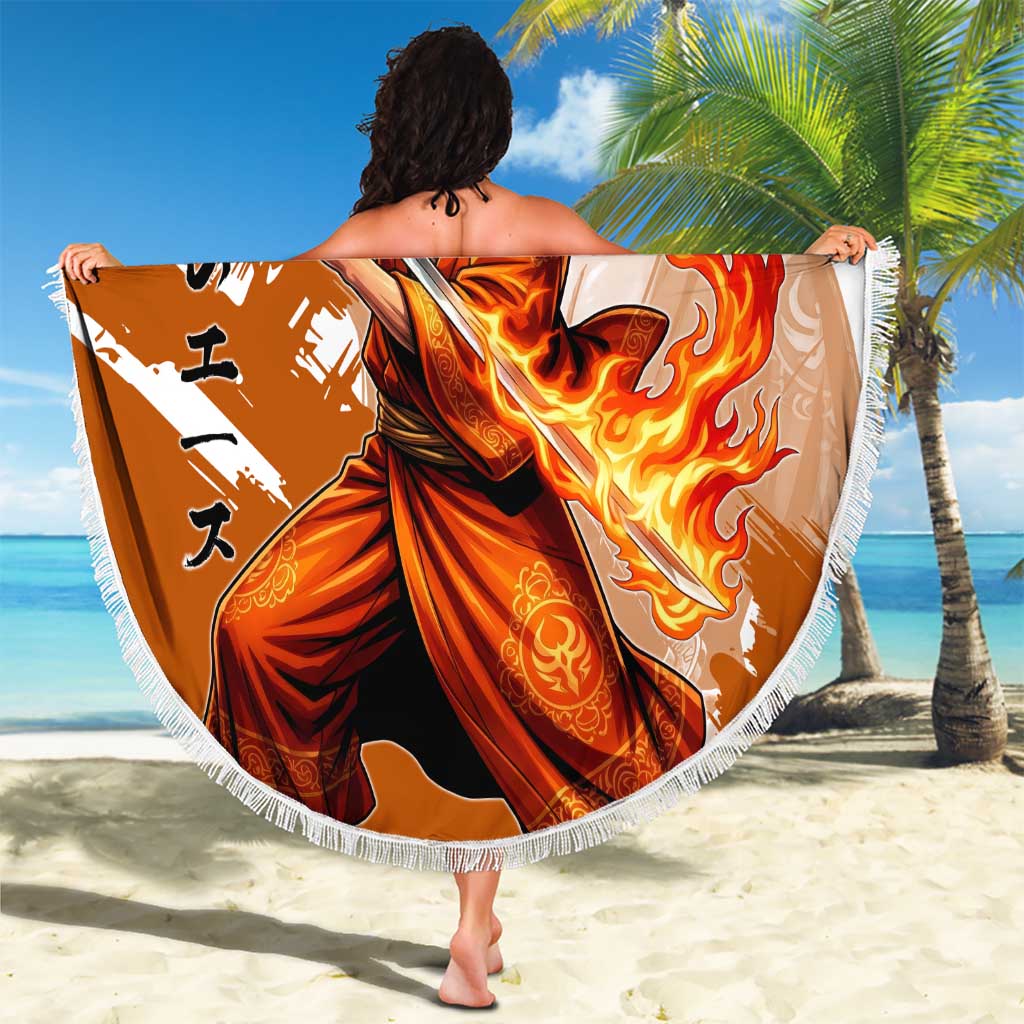 Wano Samurai Portgas D. Ace Beach Blanket Fiery One Piece Brush Art