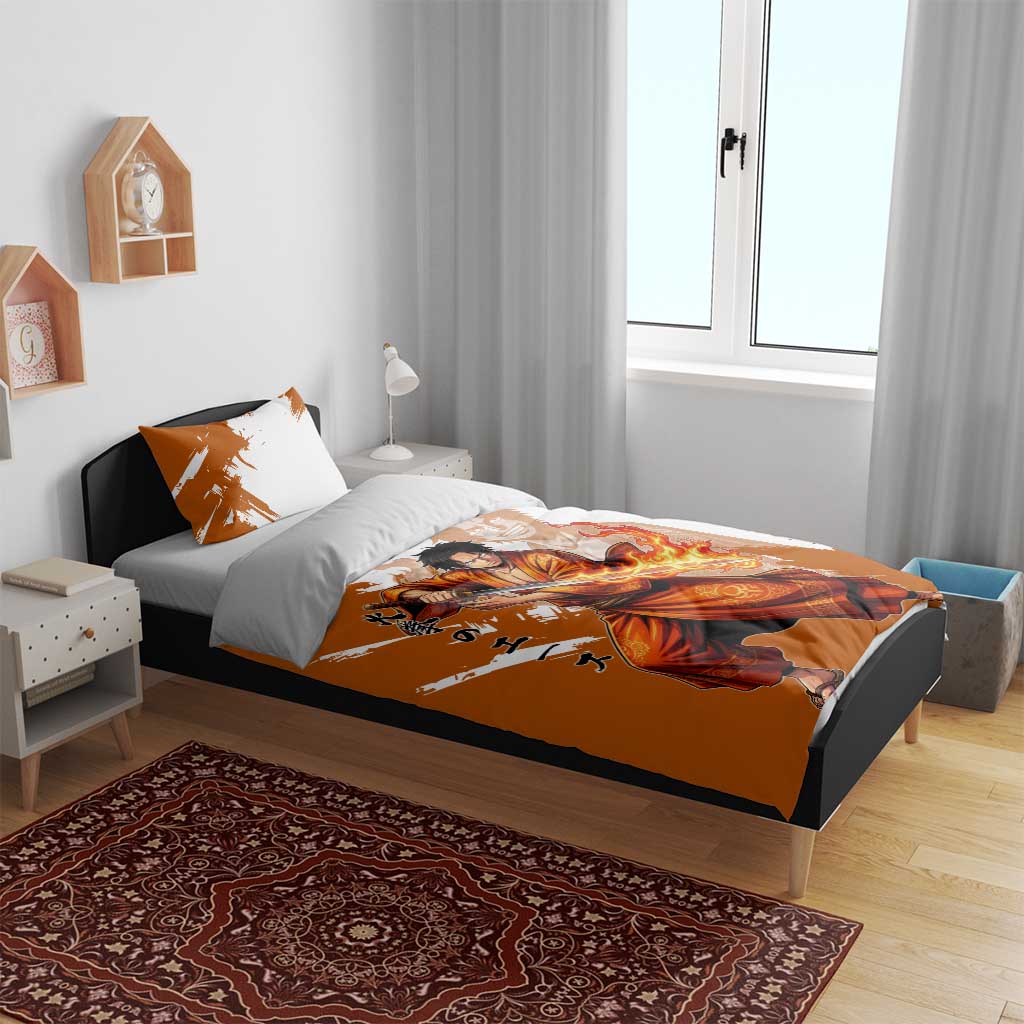 Wano Samurai Portgas D. Ace Bedding Set Fiery One Piece Brush Art
