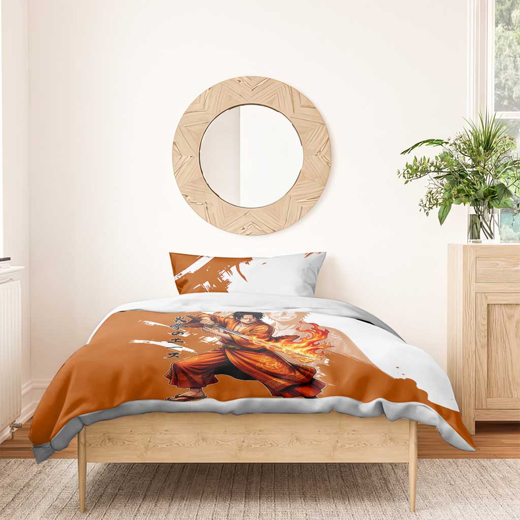 Wano Samurai Portgas D. Ace Bedding Set Fiery One Piece Brush Art