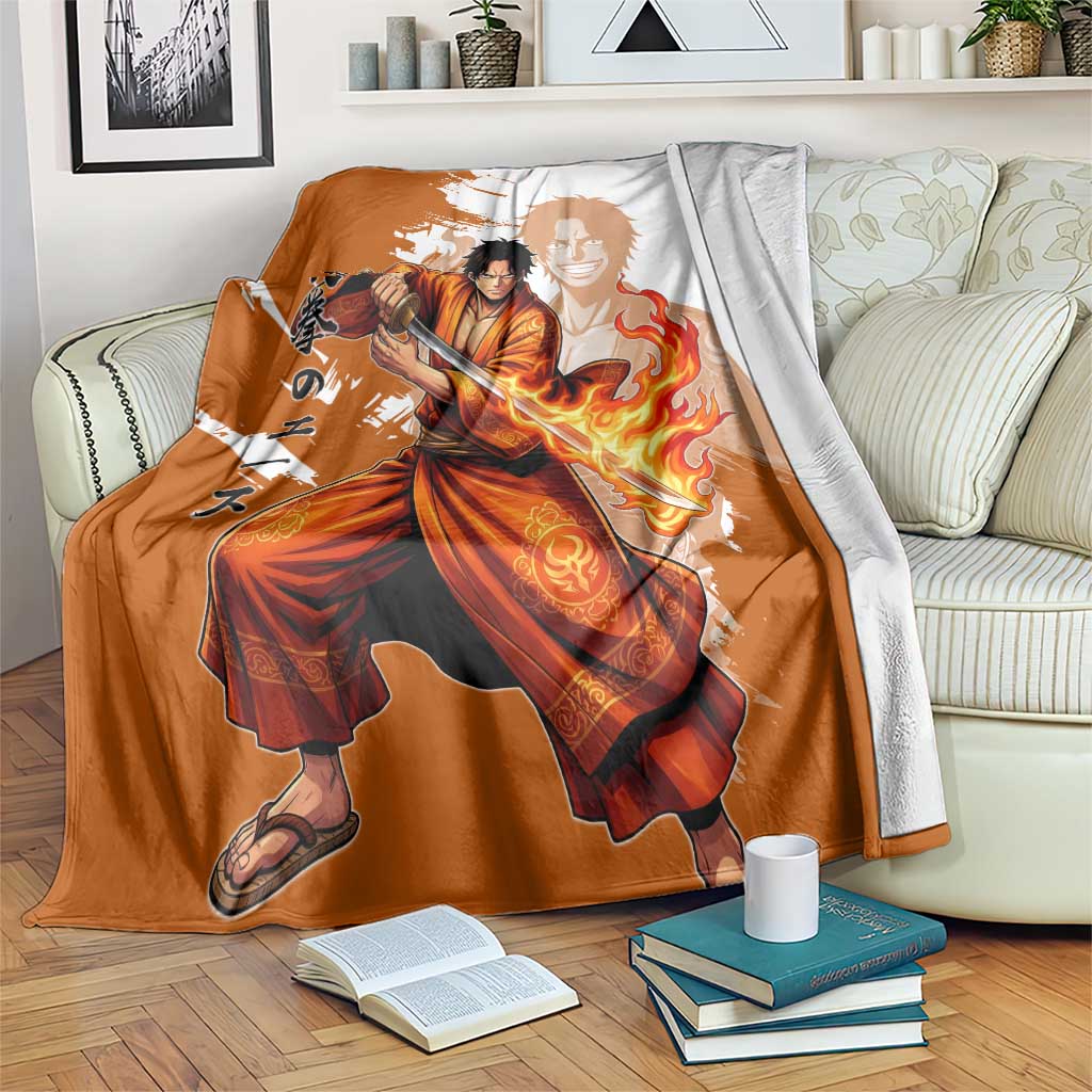 Wano Samurai Portgas D. Ace Blanket Fiery One Piece Brush Art