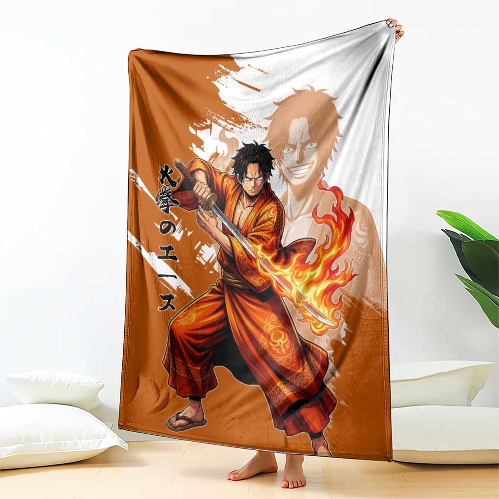 Wano Samurai Portgas D. Ace Blanket Fiery One Piece Brush Art