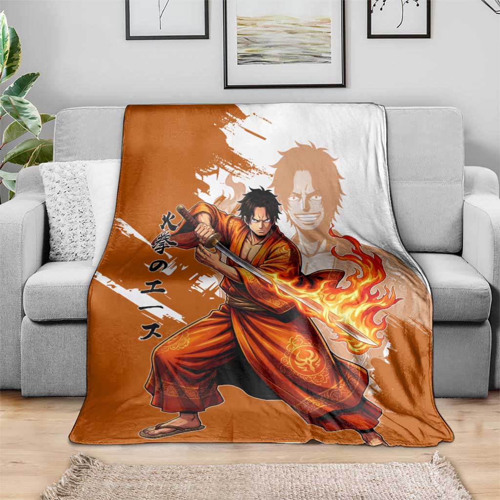 Wano Samurai Portgas D. Ace Blanket Fiery One Piece Brush Art