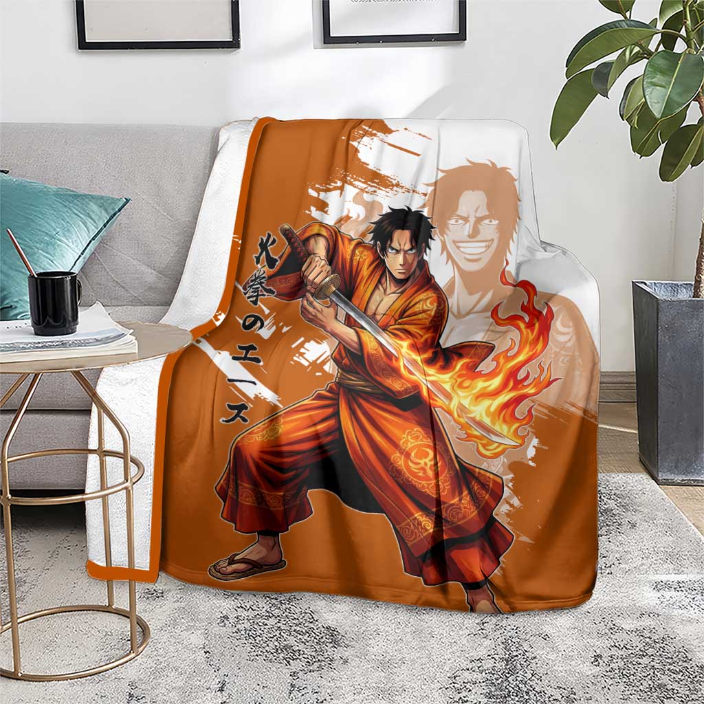 Wano Samurai Portgas D. Ace Blanket Fiery One Piece Brush Art