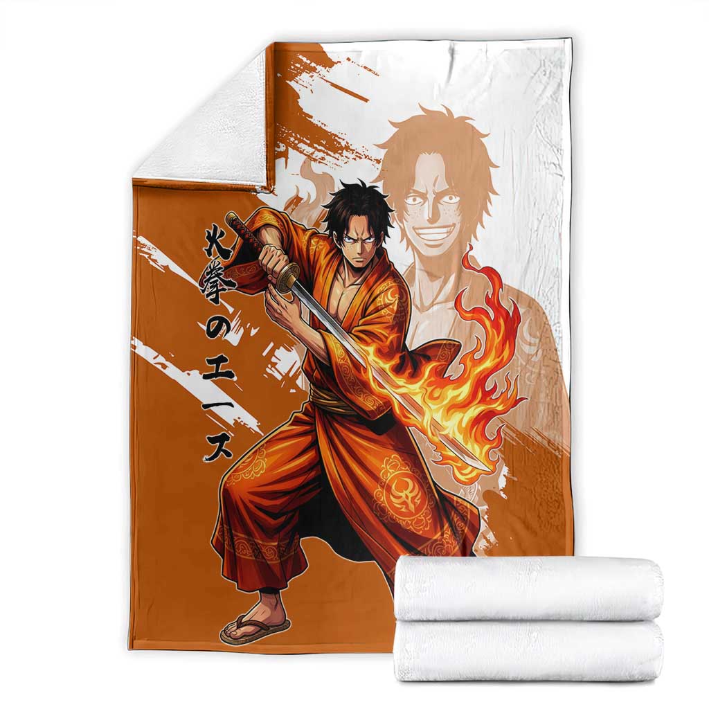 Wano Samurai Portgas D. Ace Blanket Fiery One Piece Brush Art