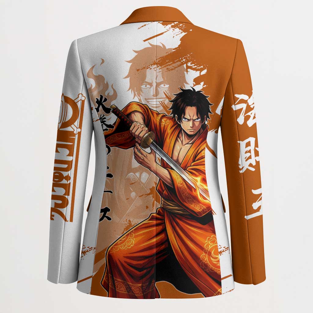 Wano Samurai Portgas D. Ace Blazer Fiery One Piece Brush Art