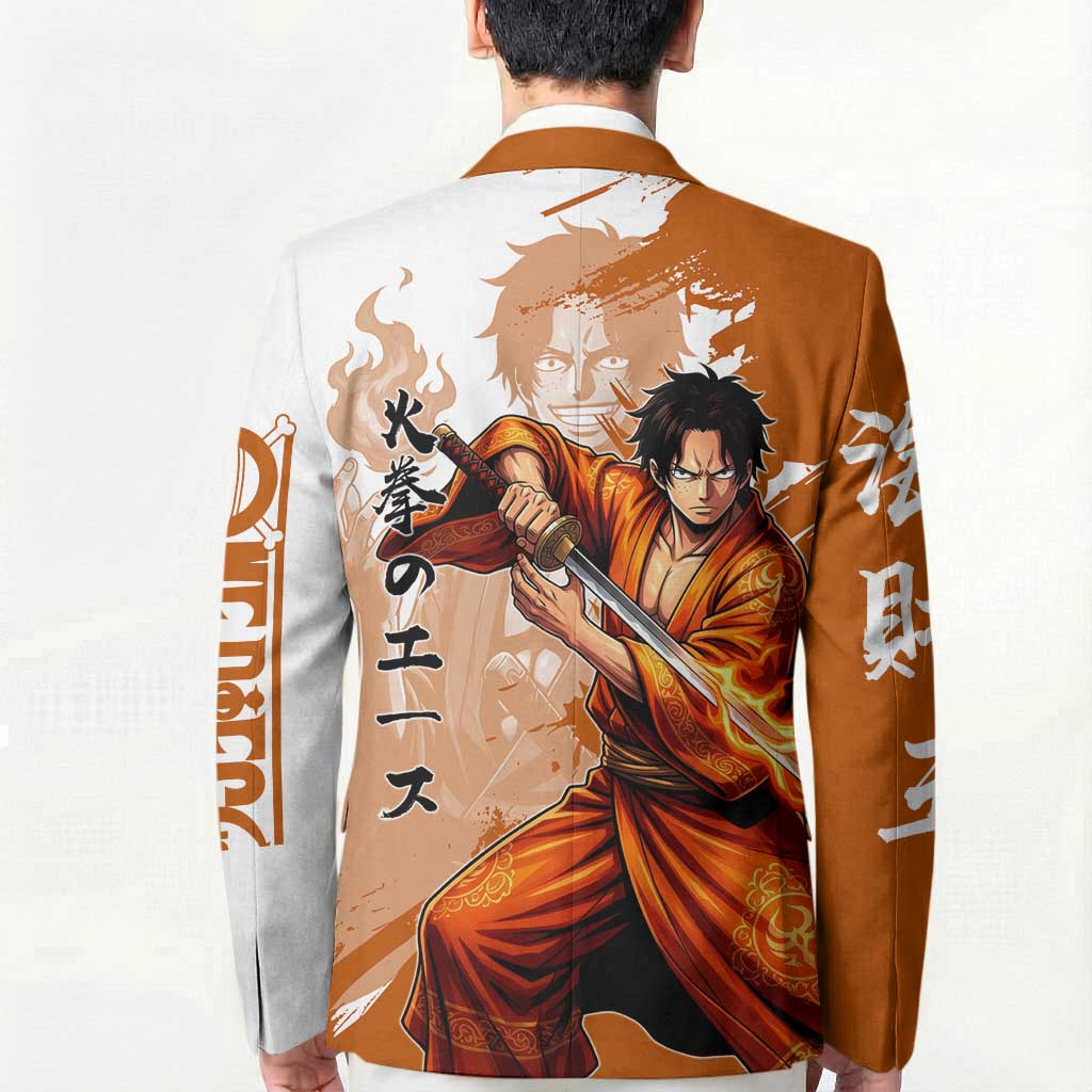Wano Samurai Portgas D. Ace Blazer Fiery One Piece Brush Art