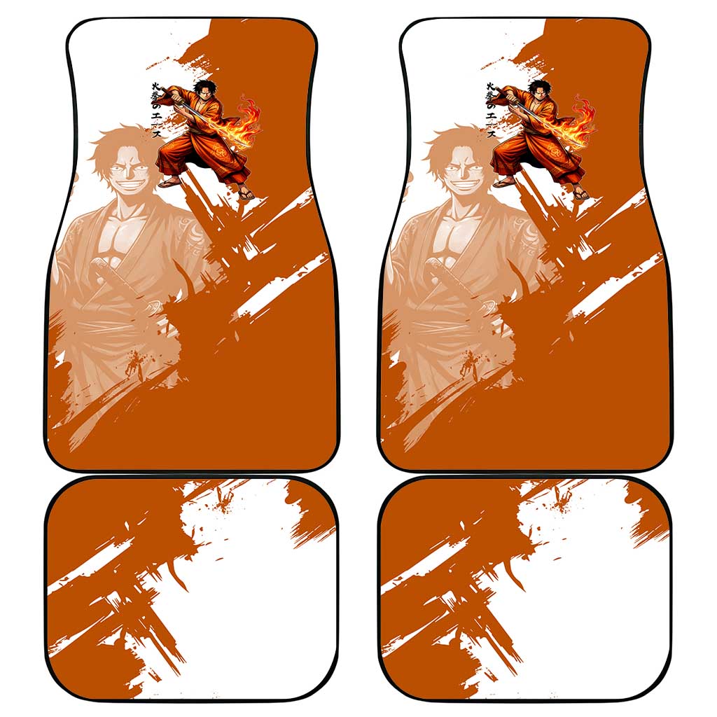 Wano Samurai Portgas D. Ace Car Mats Fiery One Piece Brush Art