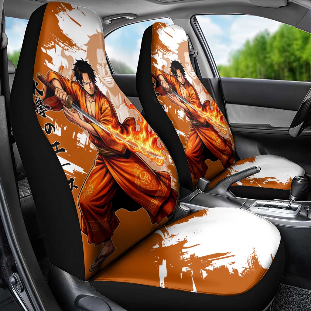 Wano Samurai Portgas D. Ace Car Seat Cover Fiery One Piece Brush Art