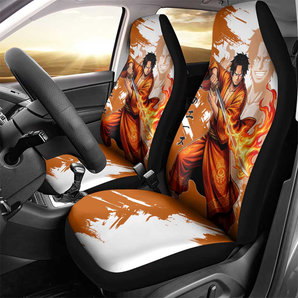 Wano Samurai Portgas D. Ace Car Seat Cover Fiery One Piece Brush Art