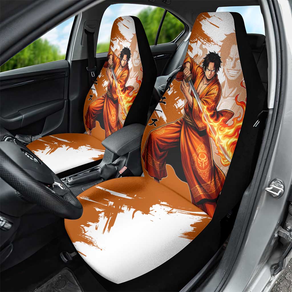 Wano Samurai Portgas D. Ace Car Seat Cover Fiery One Piece Brush Art
