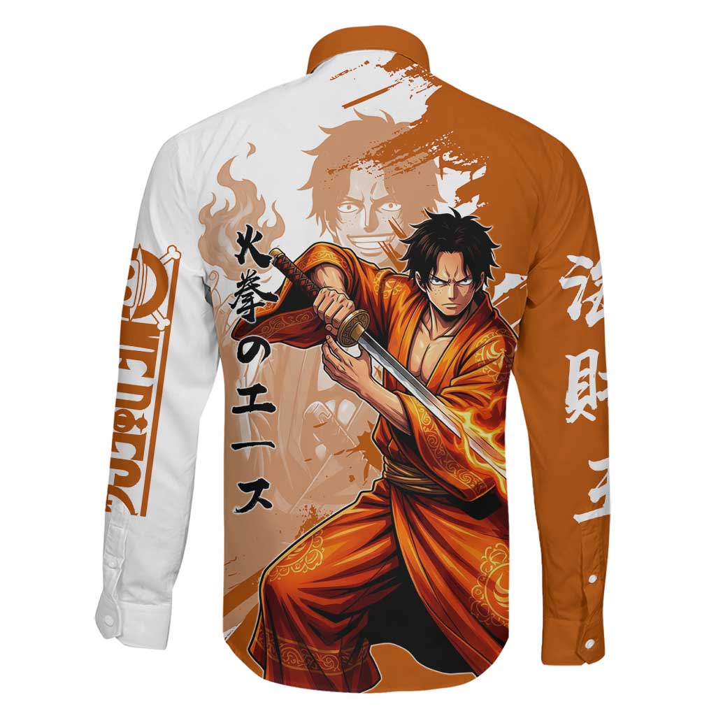 Wano Samurai Portgas D. Ace Family Matching Mermaid Dress and Hawaiian Shirt Fiery One Piece Brush Art