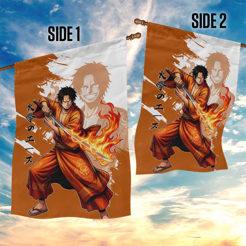Wano Samurai Portgas D. Ace Garden Flag Fiery One Piece Brush Art