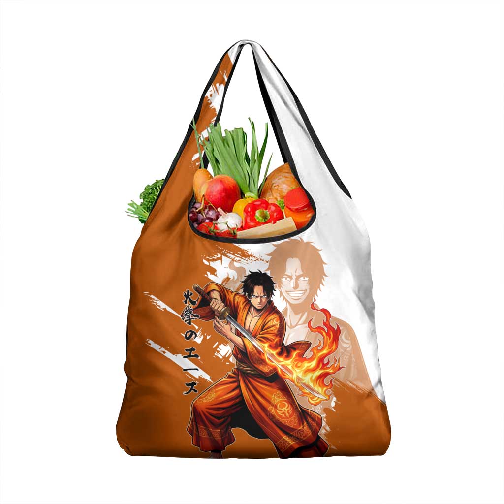 Wano Samurai Portgas D. Ace Grocery Bag Fiery One Piece Brush Art