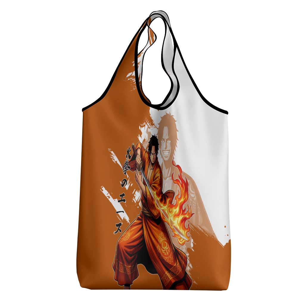 Wano Samurai Portgas D. Ace Grocery Bag Fiery One Piece Brush Art
