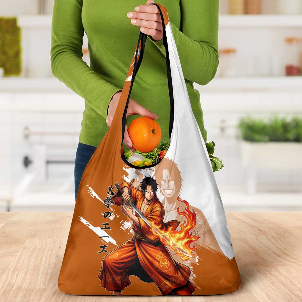 Wano Samurai Portgas D. Ace Grocery Bag Fiery One Piece Brush Art
