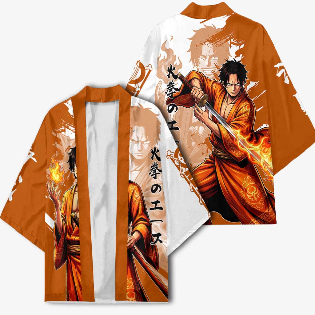 Wano Samurai Portgas D. Ace Kimono Fiery One Piece Brush Art