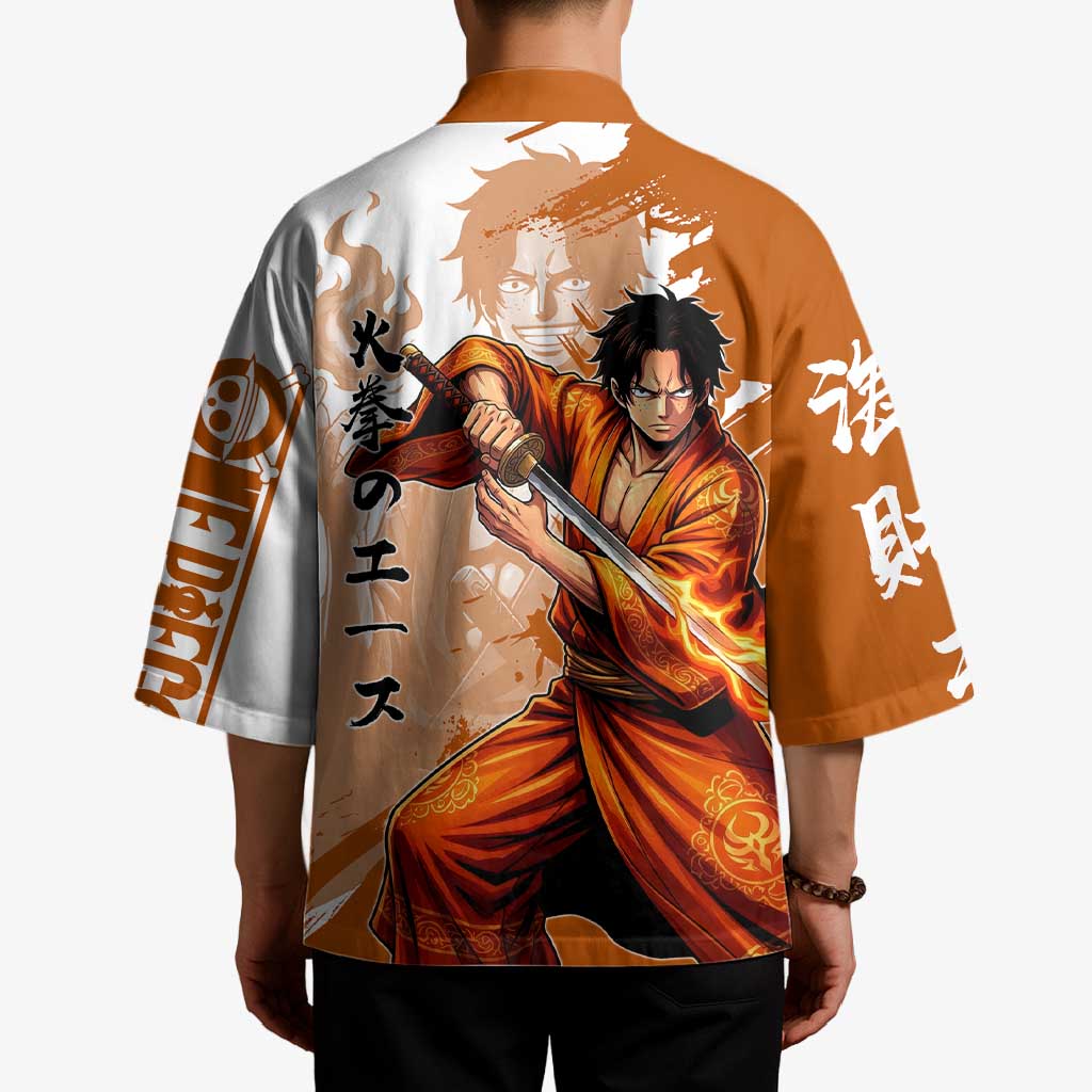 Wano Samurai Portgas D. Ace Kimono Fiery One Piece Brush Art