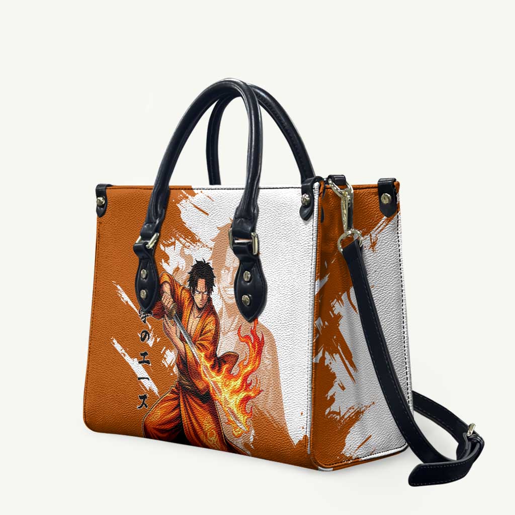 Wano Samurai Portgas D. Ace Leather Bag Fiery One Piece Brush Art