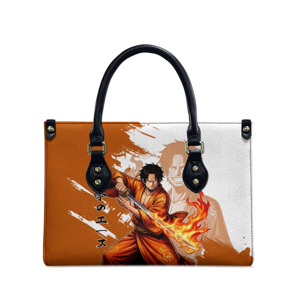 Wano Samurai Portgas D. Ace Leather Bag Fiery One Piece Brush Art
