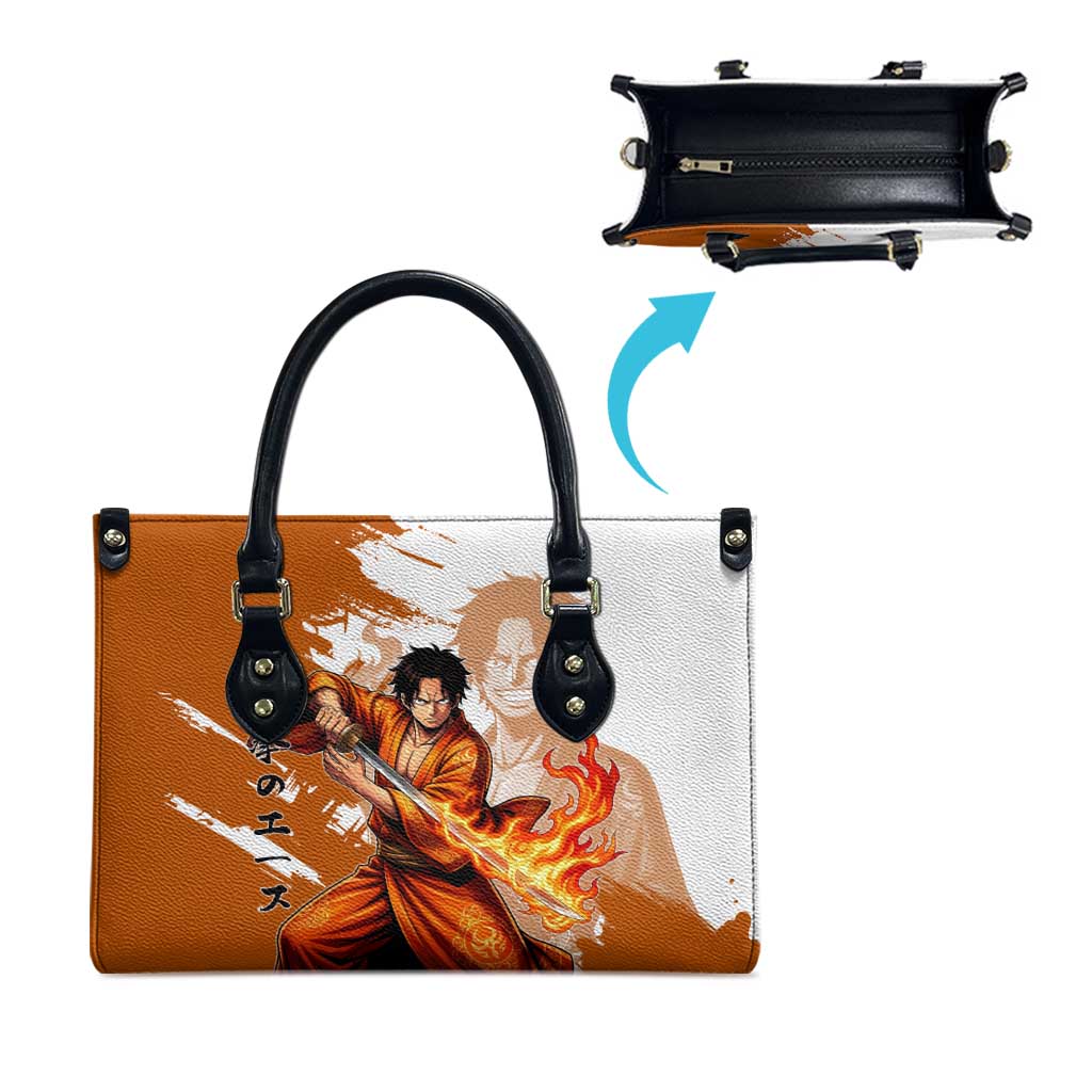 Wano Samurai Portgas D. Ace Leather Bag Fiery One Piece Brush Art