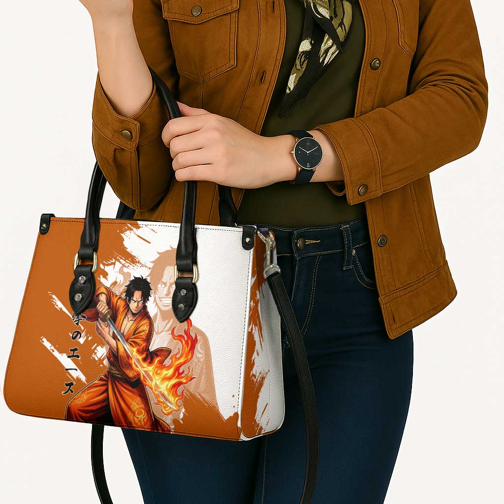 Wano Samurai Portgas D. Ace Leather Bag Fiery One Piece Brush Art