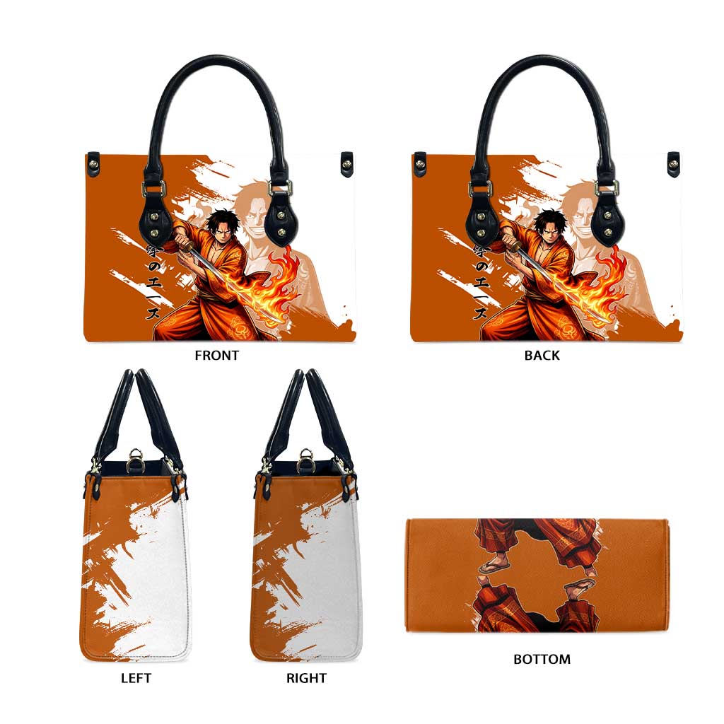 Wano Samurai Portgas D. Ace Leather Bag Fiery One Piece Brush Art