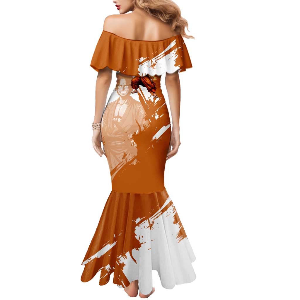 Wano Samurai Portgas D. Ace Mermaid Dress Fiery One Piece Brush Art