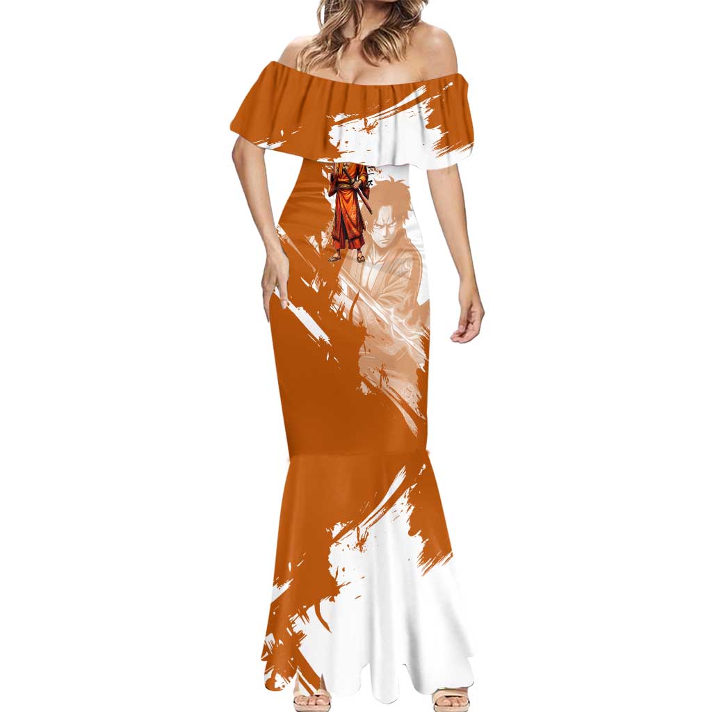 Wano Samurai Portgas D. Ace Mermaid Dress Fiery One Piece Brush Art