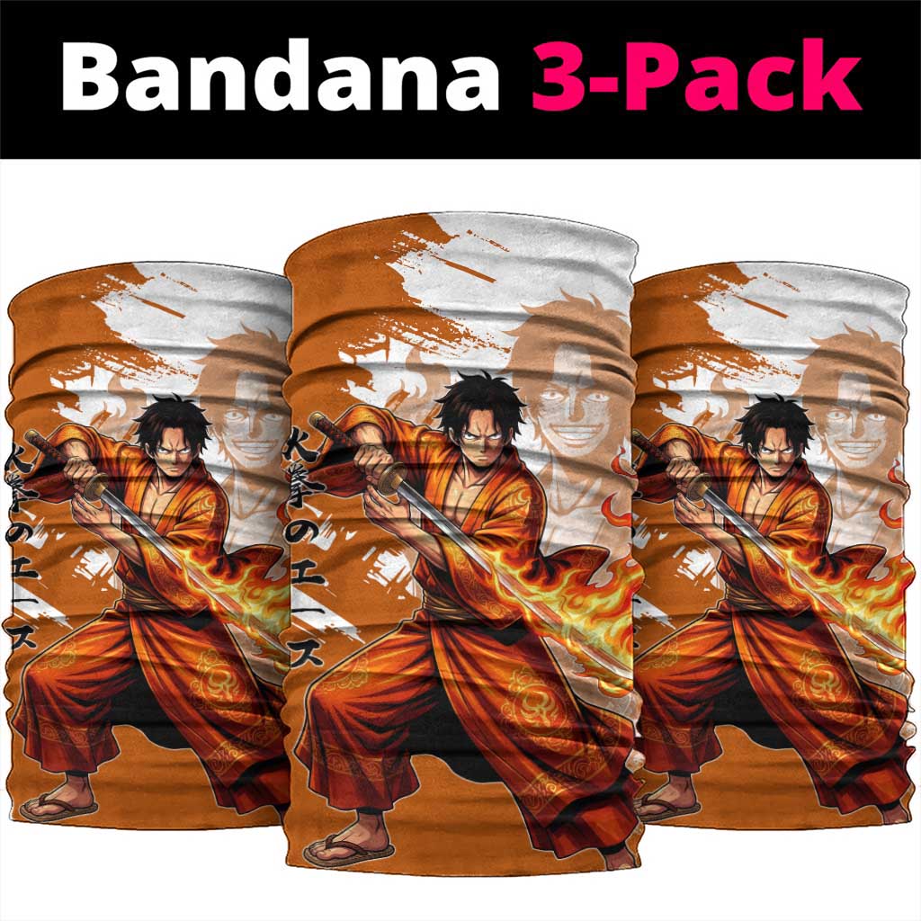 Wano Samurai Portgas D. Ace Neck Gaiter Fiery One Piece Brush Art