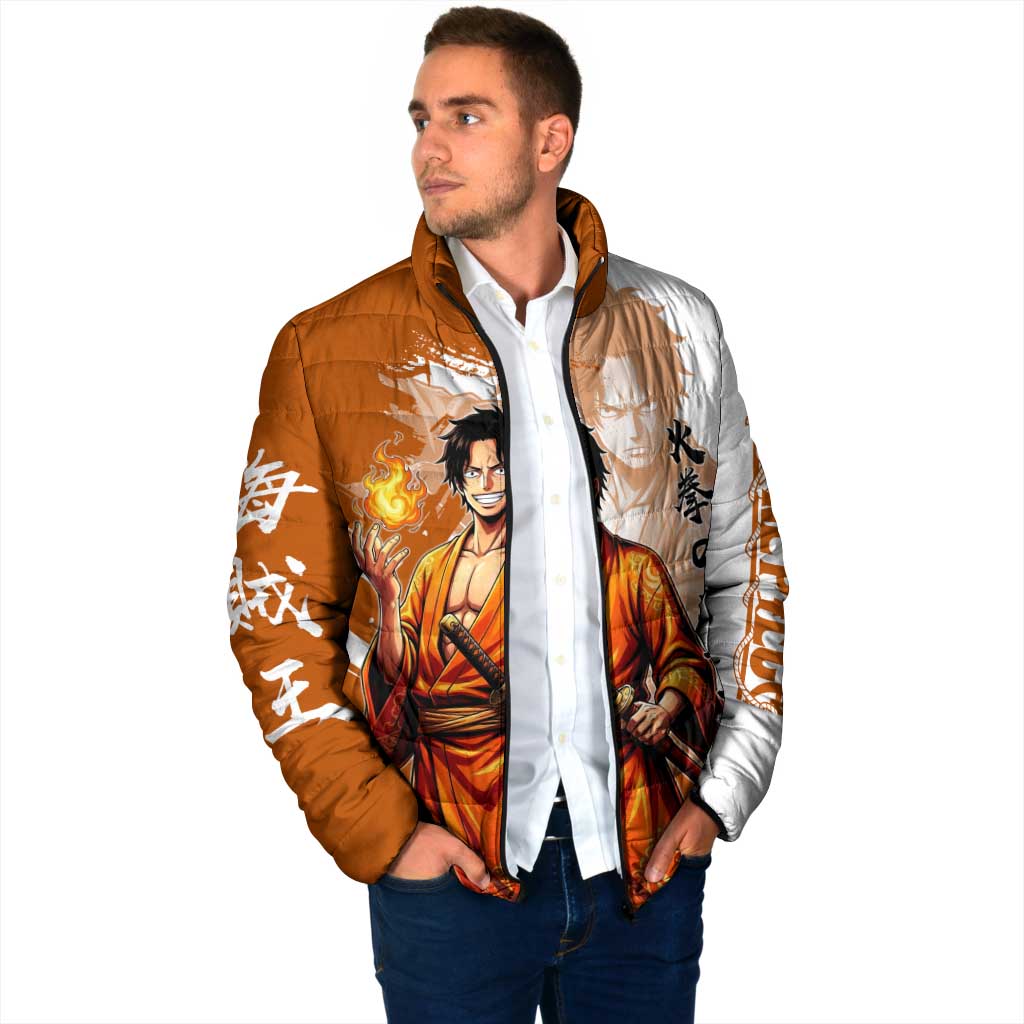 Wano Samurai Portgas D. Ace Padded Jacket Fiery One Piece Brush Art
