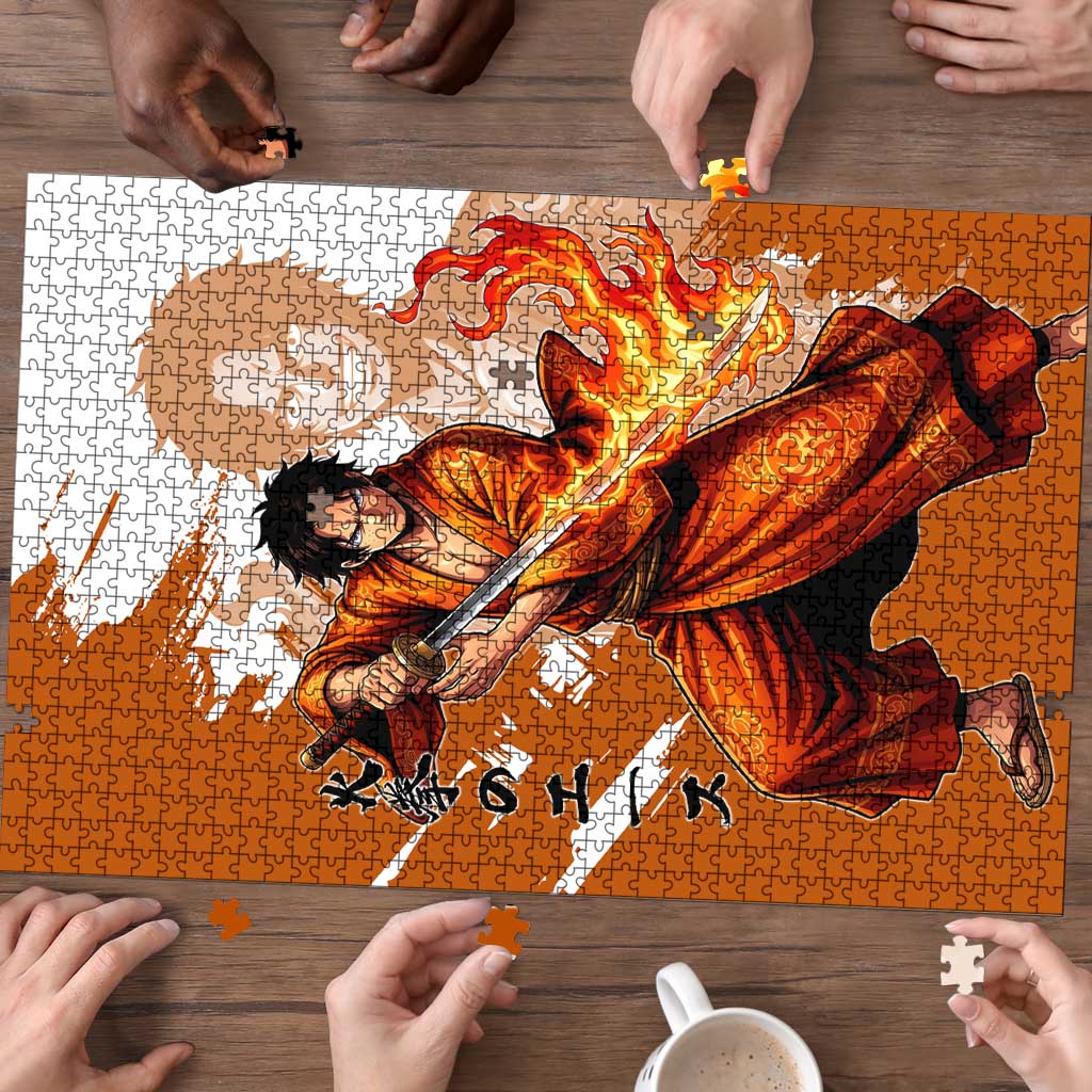 Wano Samurai Portgas D. Ace Puzzle Fiery One Piece Brush Art
