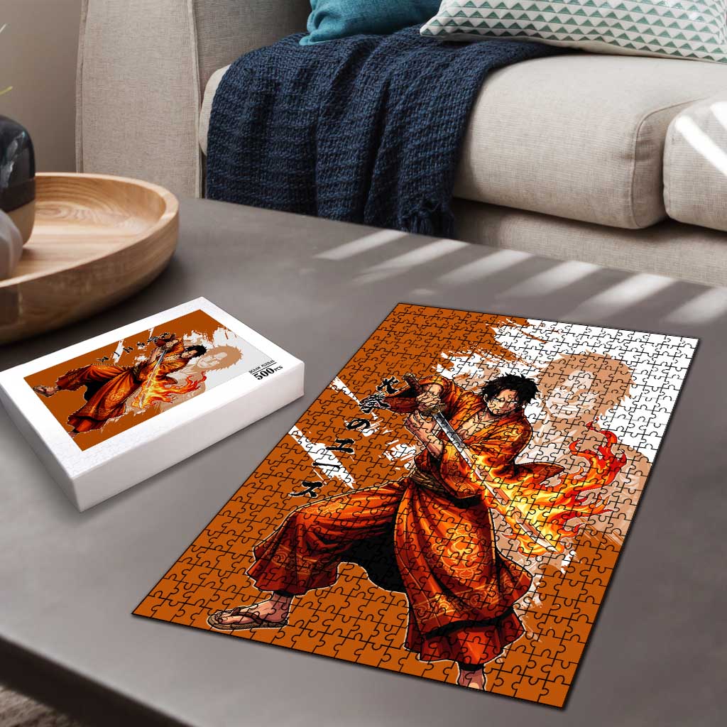 Wano Samurai Portgas D. Ace Puzzle Fiery One Piece Brush Art