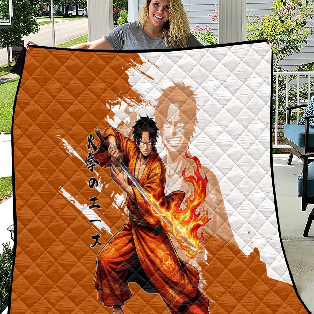 Wano Samurai Portgas D. Ace Quilt Fiery One Piece Brush Art