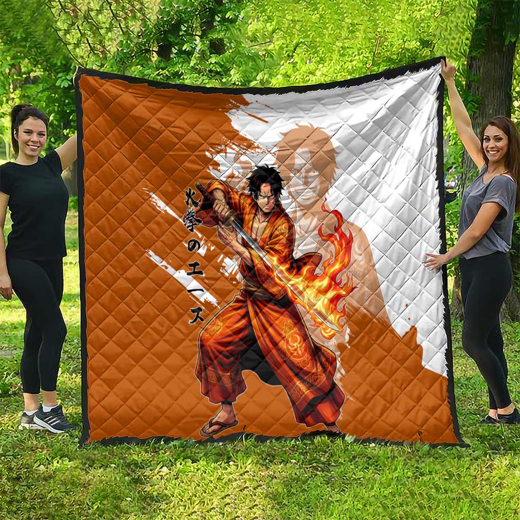 Wano Samurai Portgas D. Ace Quilt Fiery One Piece Brush Art