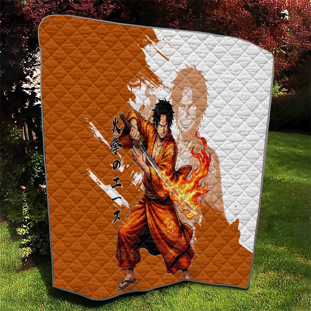 Wano Samurai Portgas D. Ace Quilt Fiery One Piece Brush Art