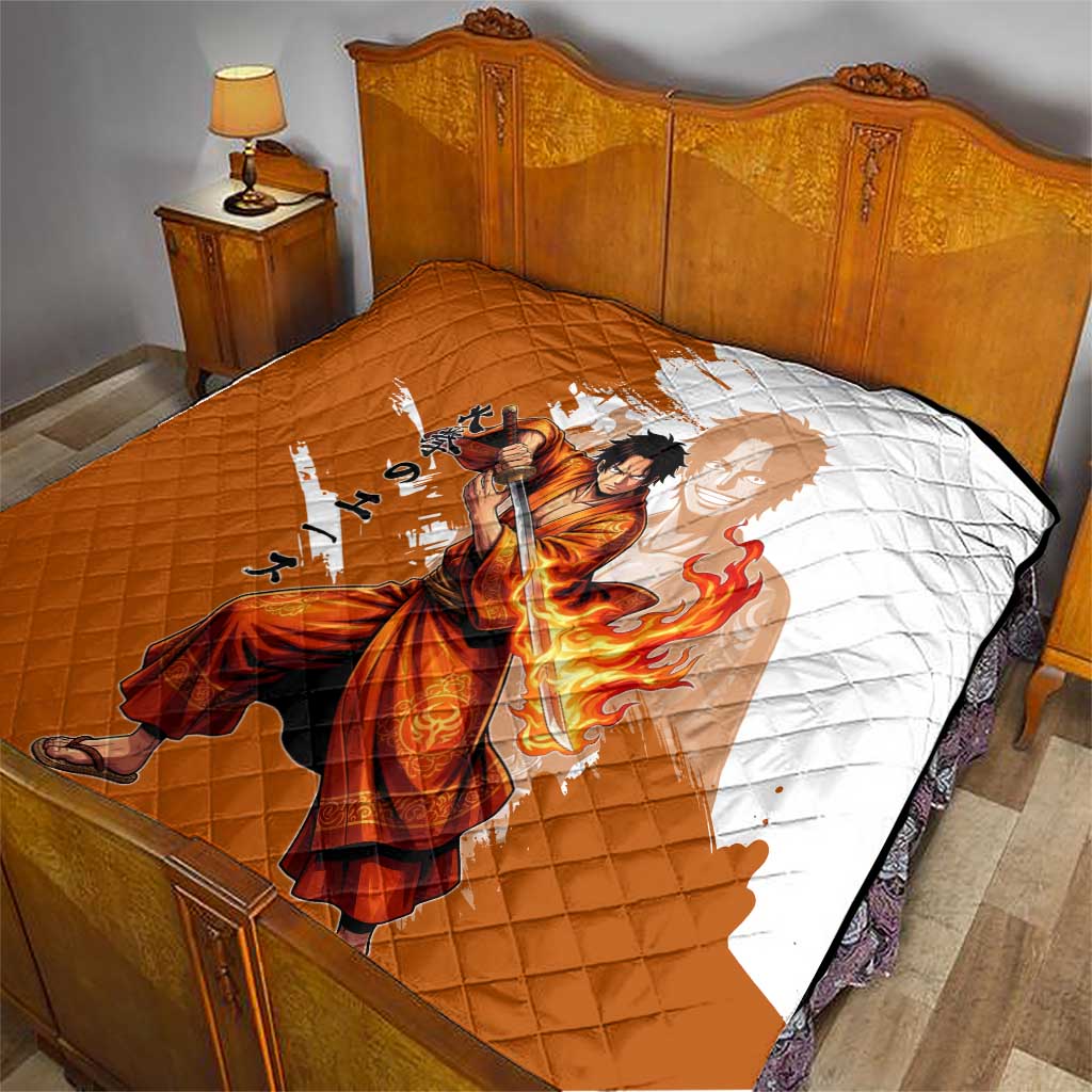 Wano Samurai Portgas D. Ace Quilt Fiery One Piece Brush Art
