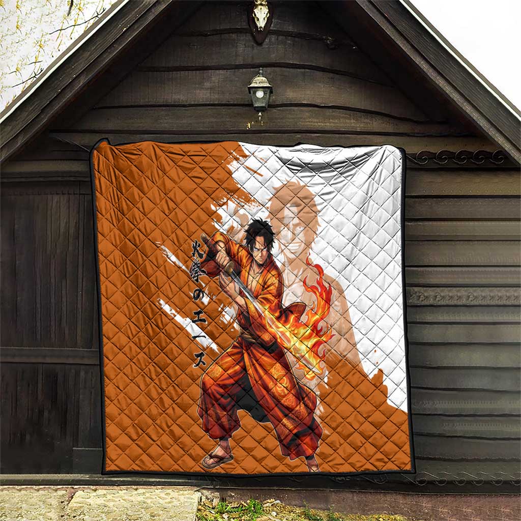 Wano Samurai Portgas D. Ace Quilt Fiery One Piece Brush Art