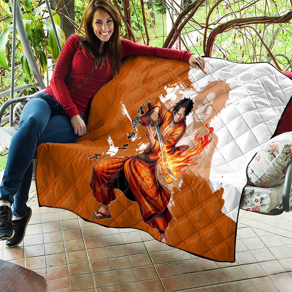 Wano Samurai Portgas D. Ace Quilt Fiery One Piece Brush Art
