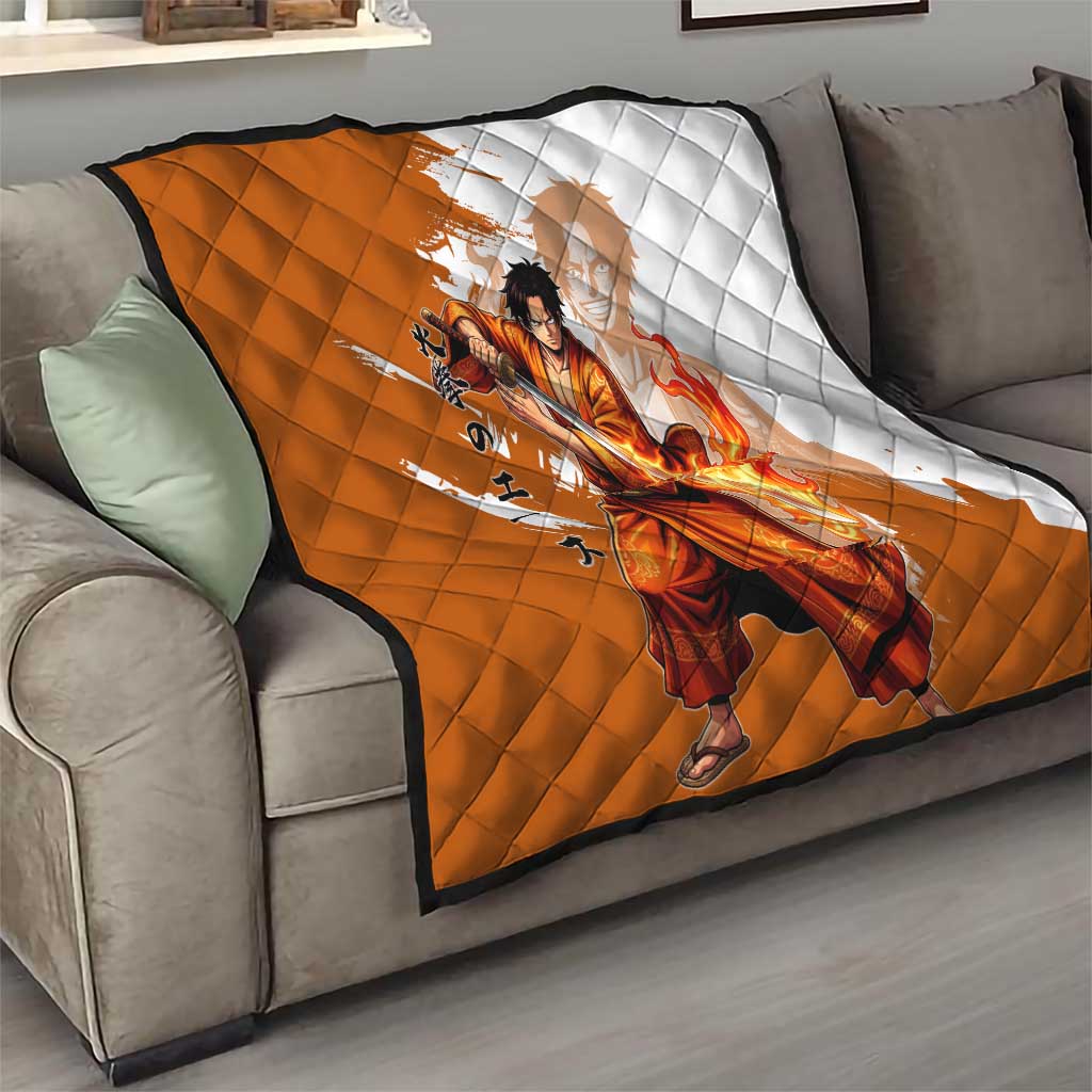 Wano Samurai Portgas D. Ace Quilt Fiery One Piece Brush Art